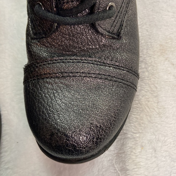 Steve Madden Combat Boot Lace up and Zipper Metallic Black Embellishments Y S3 - Picture 7 of 16